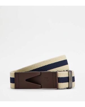 Tod's Belt In Canvas And Leather - Black