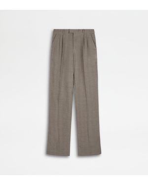 Tod's Pants With Linen Blend Darts - Gray