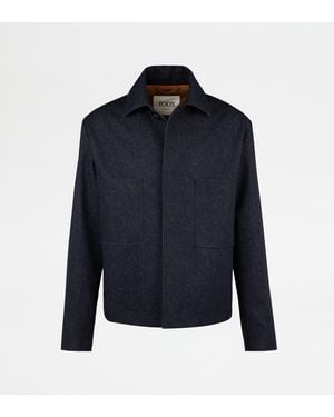 Tod's Veste En Denim De Laine - Bleu