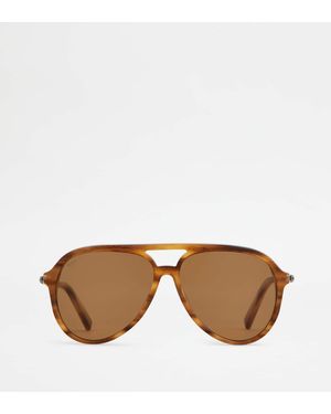Tod's Teardrop Sunglasses With Temples - Brown