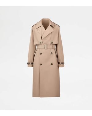 Tod's Trench Coat With Removable Cape - Natural