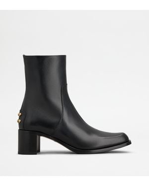 Tod's Bottine Metal Dots En Cuir - Noir