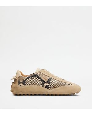 Tod's Sneakers En Cuir Velours Et Cuir - Neutre