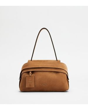 Tod's Wave Bag En Cuir Velours Petit - Marron