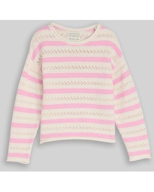 Tom Tailor Mädchen Cropped Strickpullover mit Streifenmuster - Pink