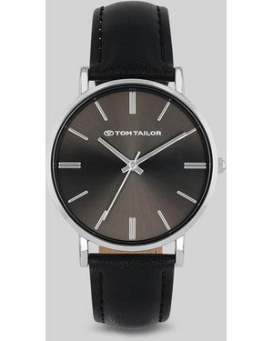 Tom Tailor Armbanduhr silber - Ziffernblatt schwarz mit 36mm - Weiß