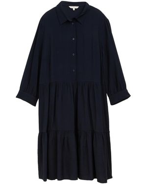 Tom Tailor Crinkle Kleid mit Volants - Blau
