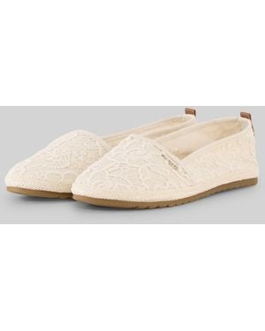 Tom Tailor Flache Espadrilles mit Blumenstickerei - Natur
