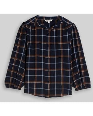 Tom Tailor Seersucker Bluse mit Karomuster - Blau