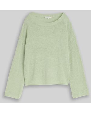 Tom Tailor DENIM Relaxed Fit Strickpullover mit U-Boot-Ausschnitt - Grün