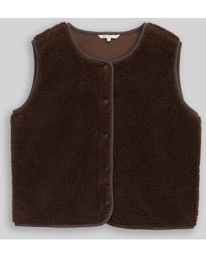 Tom Tailor DENIM Teddy Weste mit Druckknopfleiste - Braun