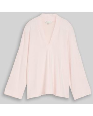 Tom Tailor Cosy Langarmshirt mit V-Ausschnitt - Pink