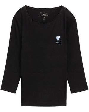Tom Tailor 3/4 Shirt mit Print - Schwarz