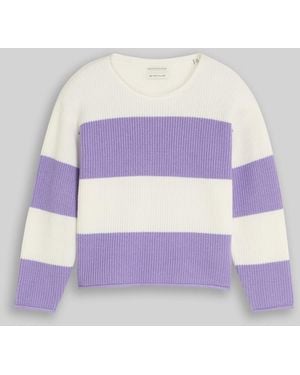 Tom Tailor Mädchen Cropped Strickpullover mit Streifenmuster - Lila