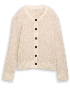 Tom Tailor Bouclé Cardigan mit Wollanteil - Weiß