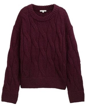 Tom Tailor Loose Fit Strickpullover mit Zopfmuster - Lila