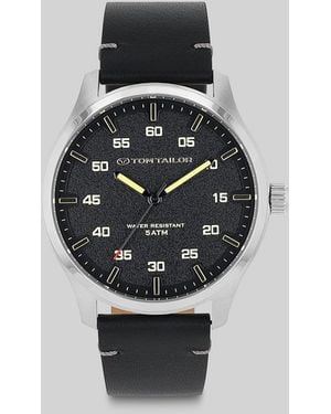 Tom Tailor Armbanduhr silber - Ziffernblatt schwarz mit 40mm - Weiß