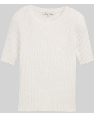 Tom Tailor DENIM Strickpullover mit Rippstruktur - Weiß