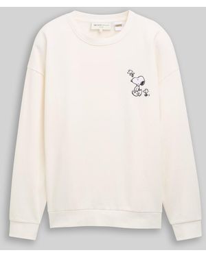 Tom Tailor DENIM Relaxed Fit Sweatshirt mit Snoopy-Rückenprint - Natur