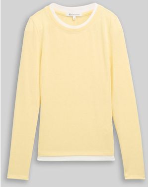 Tom Tailor DENIM Cosy Langarmshirt in 2-in-1-Optik - Gelb