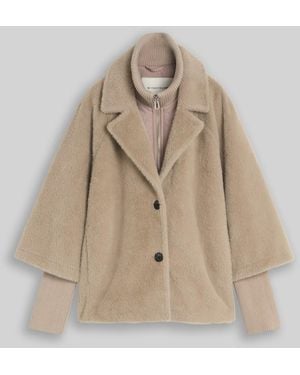 Tom Tailor Cosy Cape Jacke im 2-in-1-Look - Natur