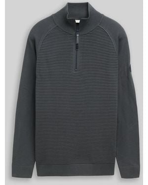 Tom Tailor Troyer Strickpullover aus Baumwolle - Grau