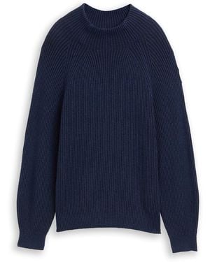 Tom Tailor Loose Fit Strickpullover mit Stehkragen - Blau