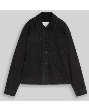 Tom Tailor Jeansjacke mit Leo-Print - Schwarz