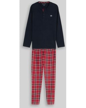 Tom Tailor Pyjama-Set mit Karomuster - Blau