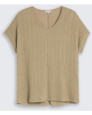 Tom Tailor Plus Size - Loose Fit T-Shirt im Material-Mix - Natur