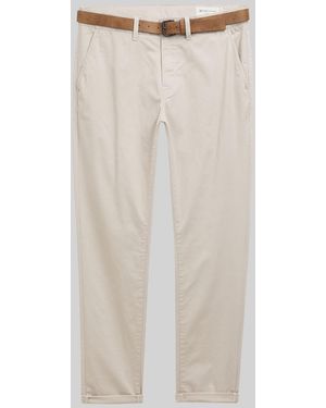 Tom Tailor DENIM Slim Chino Hose mit Gürtel - Weiß