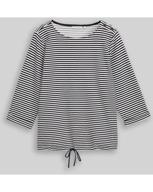 Tom Tailor Plus Size - Langarmshirt mit Knopf-Details - Grau