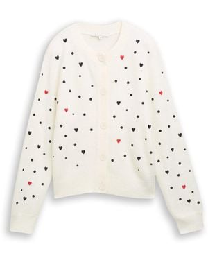 Tom Tailor DENIM Relaxed Fit Cardigan mit Stickereien - Weiß