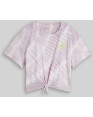 Tom Tailor Mädchen Cropped Batik T-Shirt mit Knoten-Detail - Pink