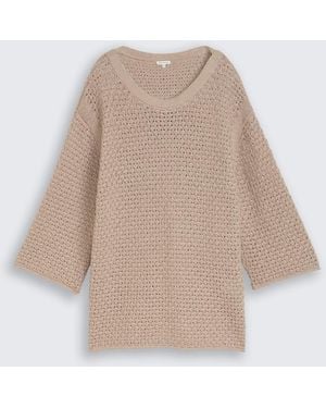 Tom Tailor Plus Size - Loose Fit Strickpullover mit Lochmuster - Weiß