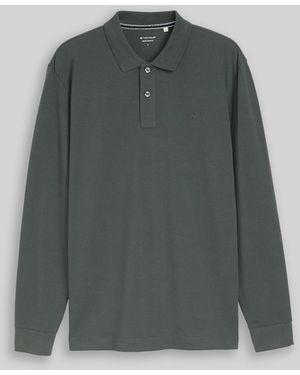 Tom Tailor Langarm Piqué Poloshirt - Grau