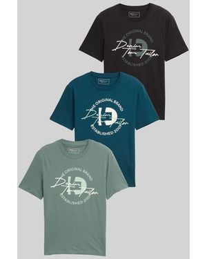 Tom Tailor DENIM T-Shirt mit Print im 3er-Pack - Blau