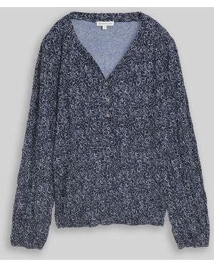 Tom Tailor Crinkle Langarmshirt mit Blumenmuster - Blau