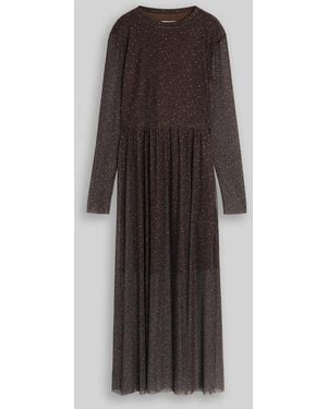 Tom Tailor DENIM Fitted Mesh Midi-Kleid mit Animal-Print - Braun