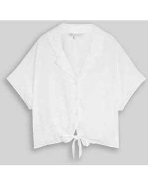 Tom Tailor DENIM Resort Hemdbluse mit Knotendetail - Weiß