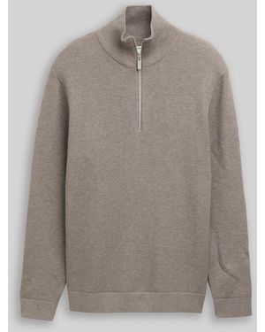 Tom Tailor Troyer Strickpullover aus Baumwolle - Grau