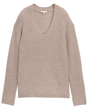 Tom Tailor Strickpullover mit V-Ausschnitt - Natur