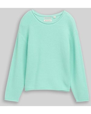 Tom Tailor Mädchen Cropped Strickpullover mit Rundhalsausschnitt - Grün