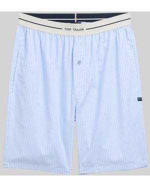 Tom Tailor Pyjama-Shorts aus Baumwolle mit Streifenmuster - Blau