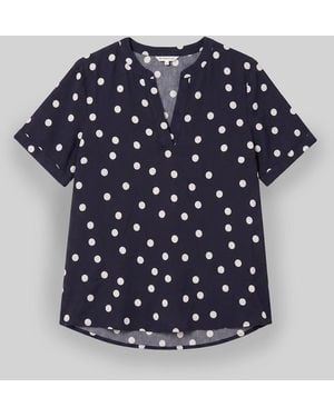 Tom Tailor Loose Fit Bluse mit V-Ausschnitt - Blau
