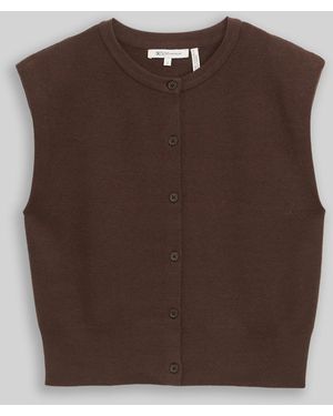 Tom Tailor DENIM Relaxed Fit Strickweste mit Knopfleiste - Braun