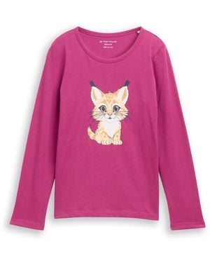 Tom Tailor Mädchen Langarmshirt mit Print - Pink