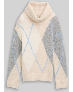Tom Tailor Oversize Rollkragenpullover mit Wollanteil - Weiß