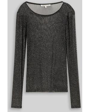 Tom Tailor DENIM Mesh Langarmshirt mit Glitzer-Effekt - Schwarz