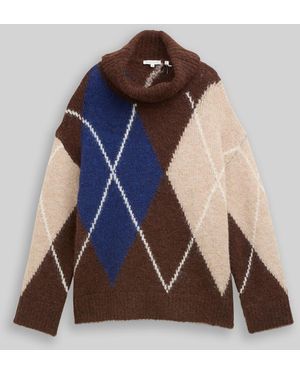 Tom Tailor Oversize Rollkragenpullover mit Wollanteil - Blau